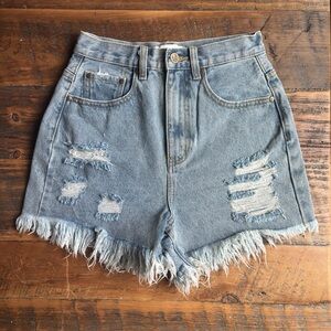 MINKPINK Blue Distressed Jean Shorts